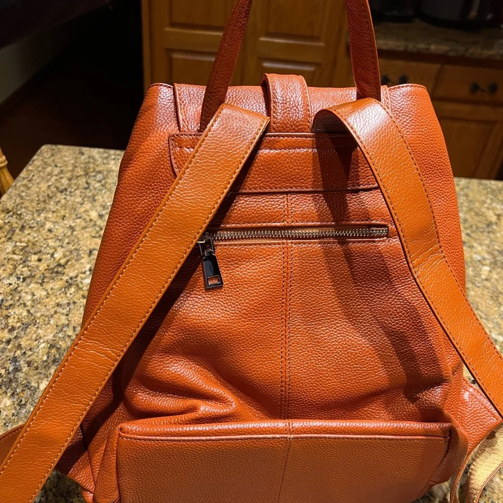Coolcy Vintage Leather Drawstring Backpack Burnt Orange NWOT Excellent Condition